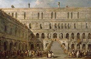 La coronación del Dogo de Venecia en la Scala dei Giganti del Palazzo Ducale